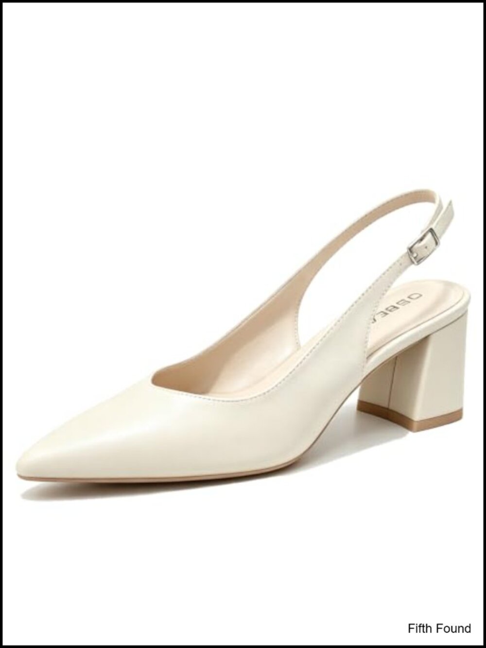 Womens Slingback Chunky Block Heels Faux Leather Pointed Toe Pumps